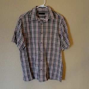 Via Europa plaid button down shirt